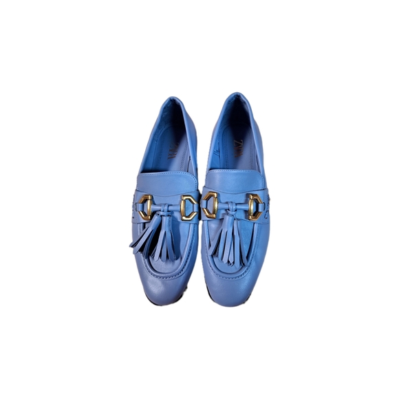 Zara Women Faux Leather Blue Loafers. Size EU37-US 6.5-7 🔥🔥Great Condition - Picture 6 of 6